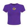 Los Angeles Lakers Hype and Vice Women's Small Logo Cropped Baby T-Shirt - Purple - Front View