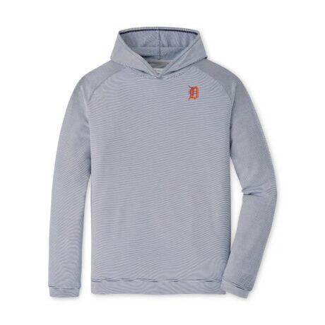 Detroit Tigers Peter Millar Pine Sugar Stripe Performance Hoodie - Navy - Front View