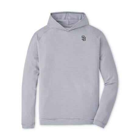 San Diego Padres Peter Millar Pine Sugar Stripe Performance Hoodie - Gray - Front View