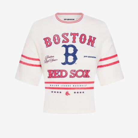 Boston Red Sox Off Season x MLB Women's Lace-Back T-Shirt - White - Front View