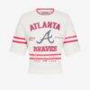 Atlanta Braves Off Season x MLB Women's Lace-Back T-Shirt - White - Front View