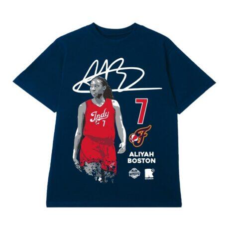 Aliyah Boston Indiana Fever round21 Unisex Player Graphic T-Shirt - Navy - Front View