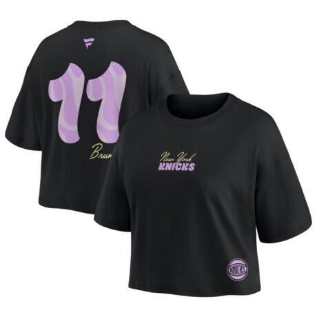 Jalen Brunson New York Knicks Fashion7 Women's Name & Number Cropped Top - Black - Front View