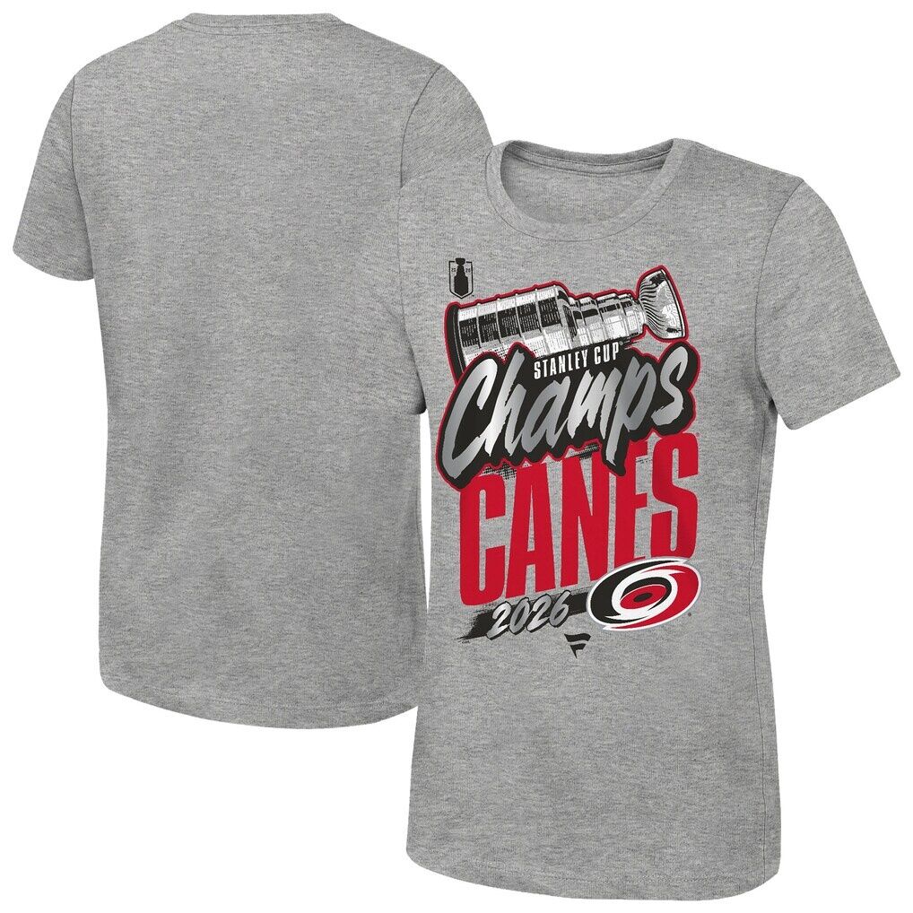 Carolina Hurricanes Fashion7 Girls Youth 2026 Stanley Cup Champions Replica Locker Room T-Shirt - Heather Gray