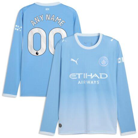 Manchester City Puma 2026/27 Home Replica Long Sleeve Custom Jersey - - Front View