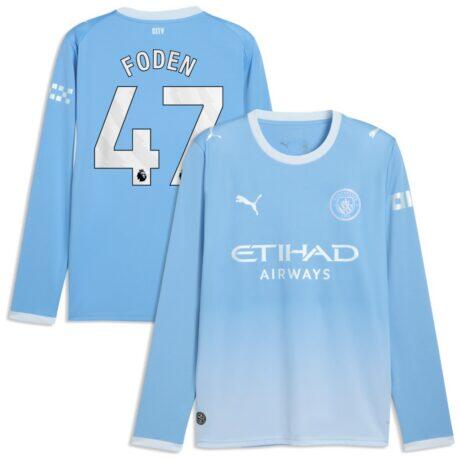 Phil Foden Manchester City Puma 2026/27 Home Replica Long Sleeve Jersey - - Front View