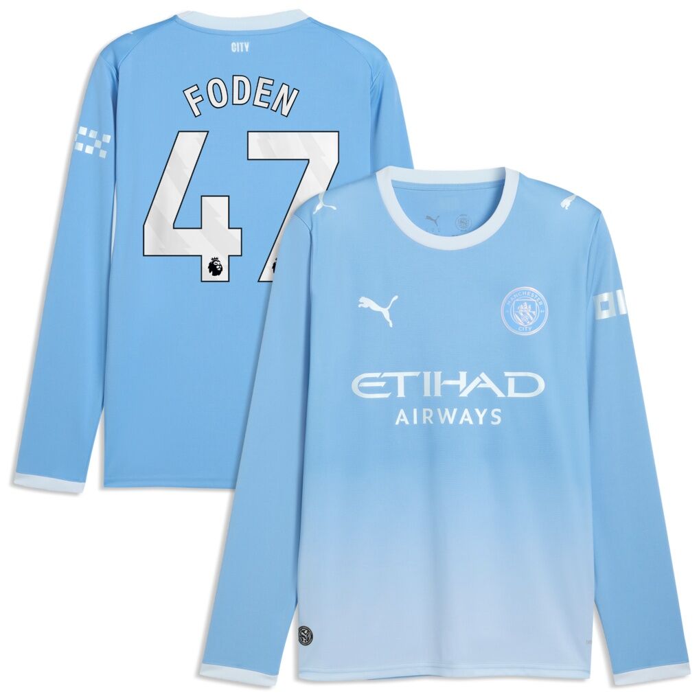 Phil Foden Manchester City Puma 2026/27 Home Replica Long Sleeve Jersey – Light Blue