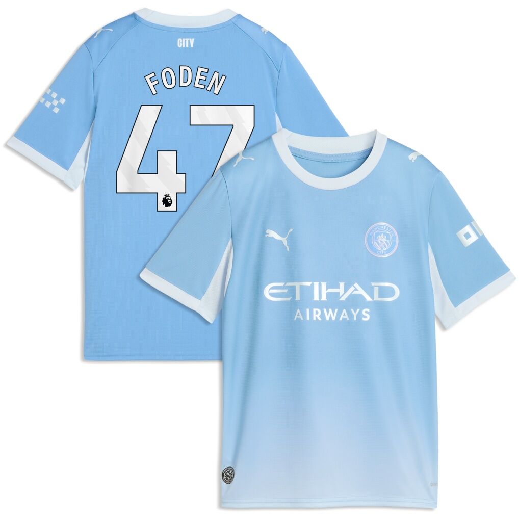 Phil Foden Manchester City Puma Youth 2026/27 Home Replica Jersey – Light Blue