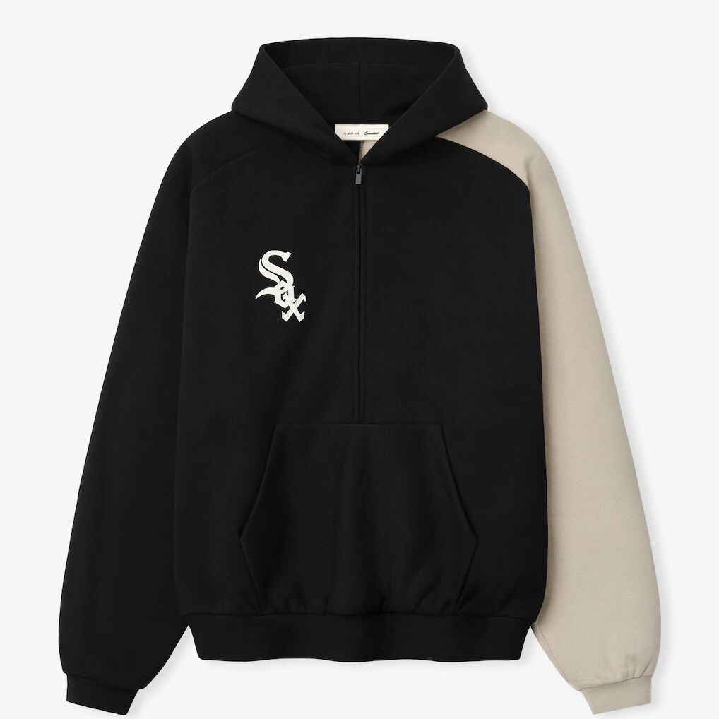 Chicago White Sox Fear of God x MLB Unisex Half-Zip Raglan Sport Hoodie - Black/Khaki