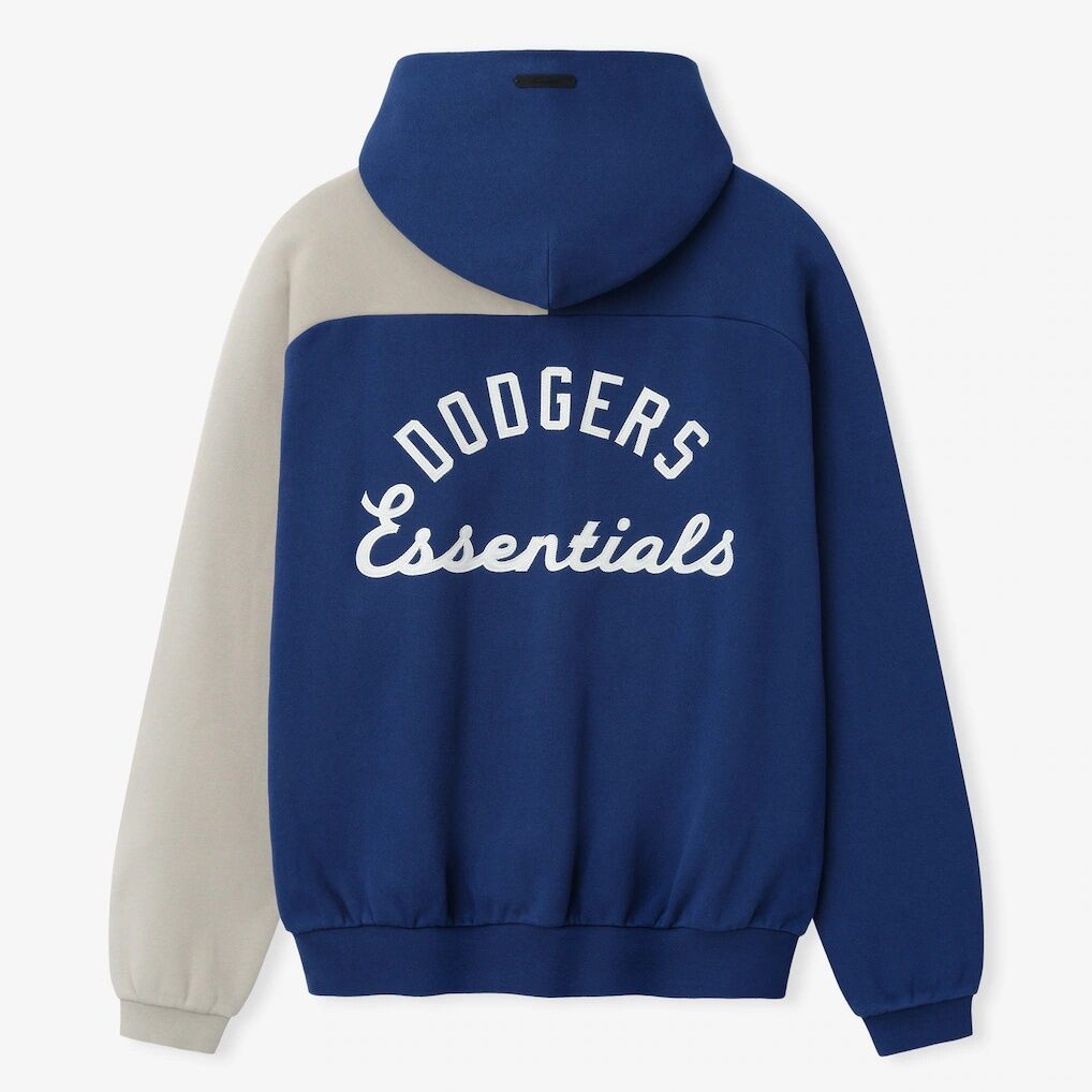 Los Angeles Dodgers Fear of God x MLB Unisex Half-Zip Raglan Sport Hoodie – Royal/Gray