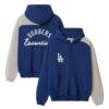 Los Angeles Dodgers Fear of God x MLB Unisex Half-Zip Raglan Sport Hoodie - - Front View