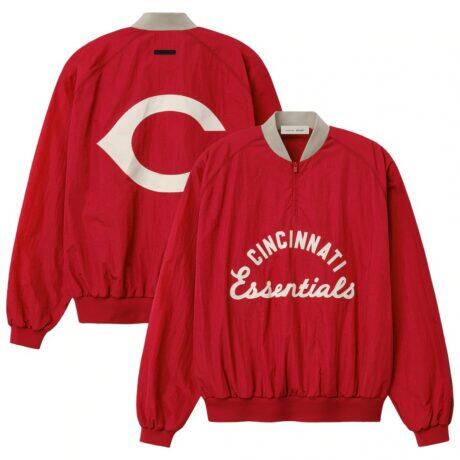 Cincinnati Reds Fear of God x MLB Quarter-Zip Pullover - Red - Front View