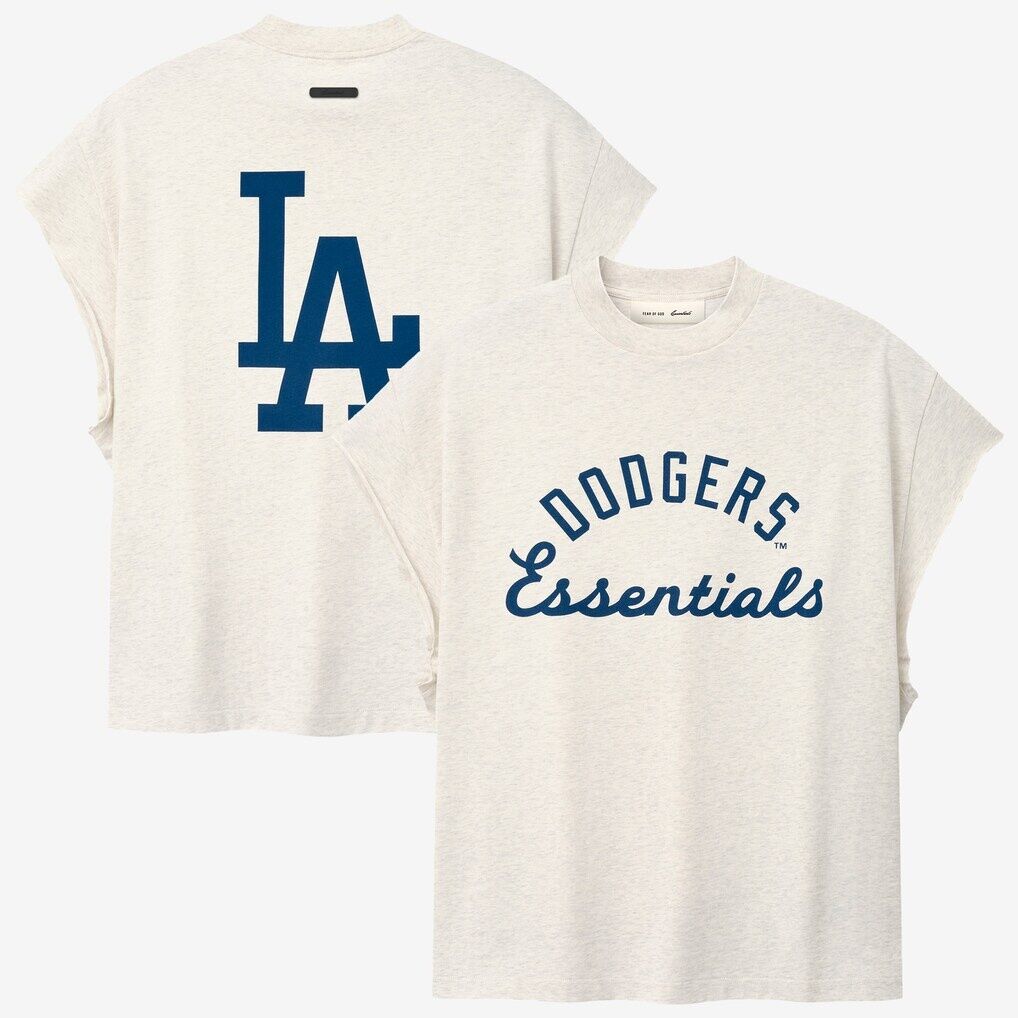Los Angeles Dodgers Fear of God x MLB Franklin 90s Cutoff T-Shirt - Oatmeal
