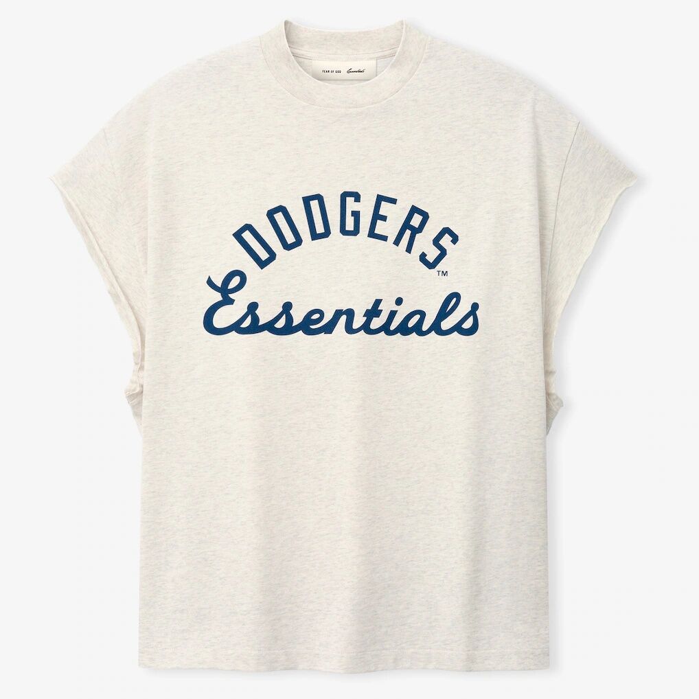 Los Angeles Dodgers Fear of God x MLB Franklin 90s Cutoff T-Shirt - Oatmeal