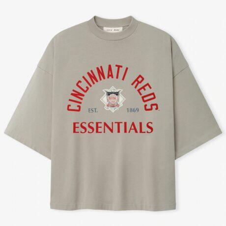 Cincinnati Reds Fear of God x MLB Unisex Merch T-Shirt - Gray - Front View