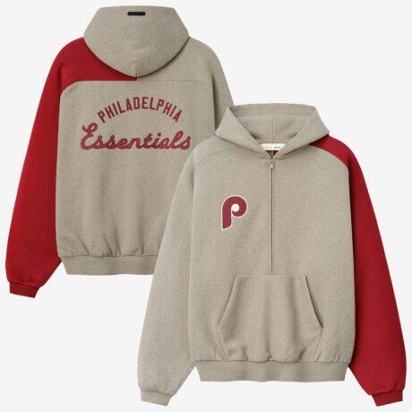 Philadelphia Phillies Fear of God x MLB Half-Zip Raglan Sport Hoodie - - Front View