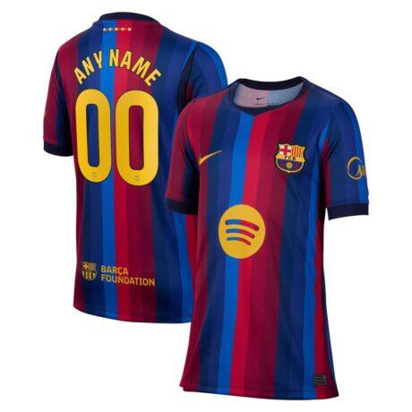 Barcelona Nike Youth 2026/27 Home Stadium Replica Custom Jersey - Red - Front View