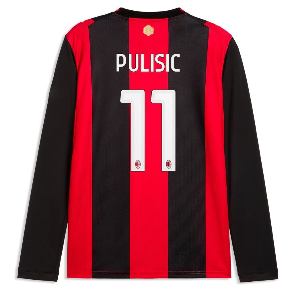 Christian Pulisic AC Milan Puma 2026/27 Home Replica Long Sleeve Jersey - Black/Red