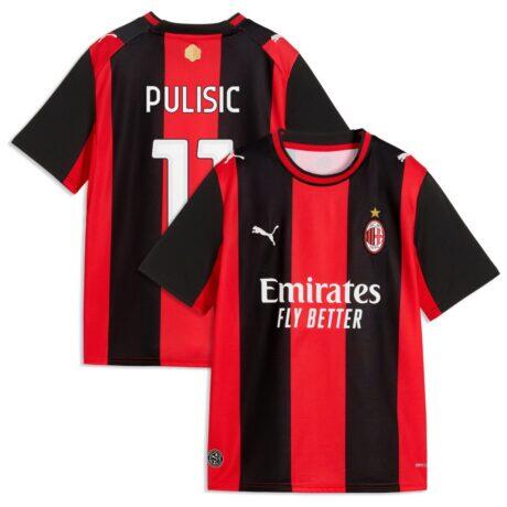Christian Pulisic AC Milan Puma Youth 2026/27 Home Replica Jersey - - Front View