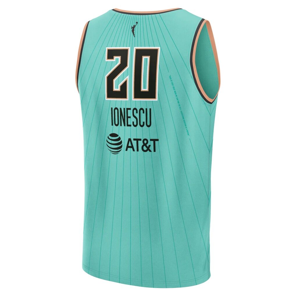 Sabrina Ionescu New York Liberty Fashion7 Unisex Fast Break Replica Jersey - Rebel Edition - Mint