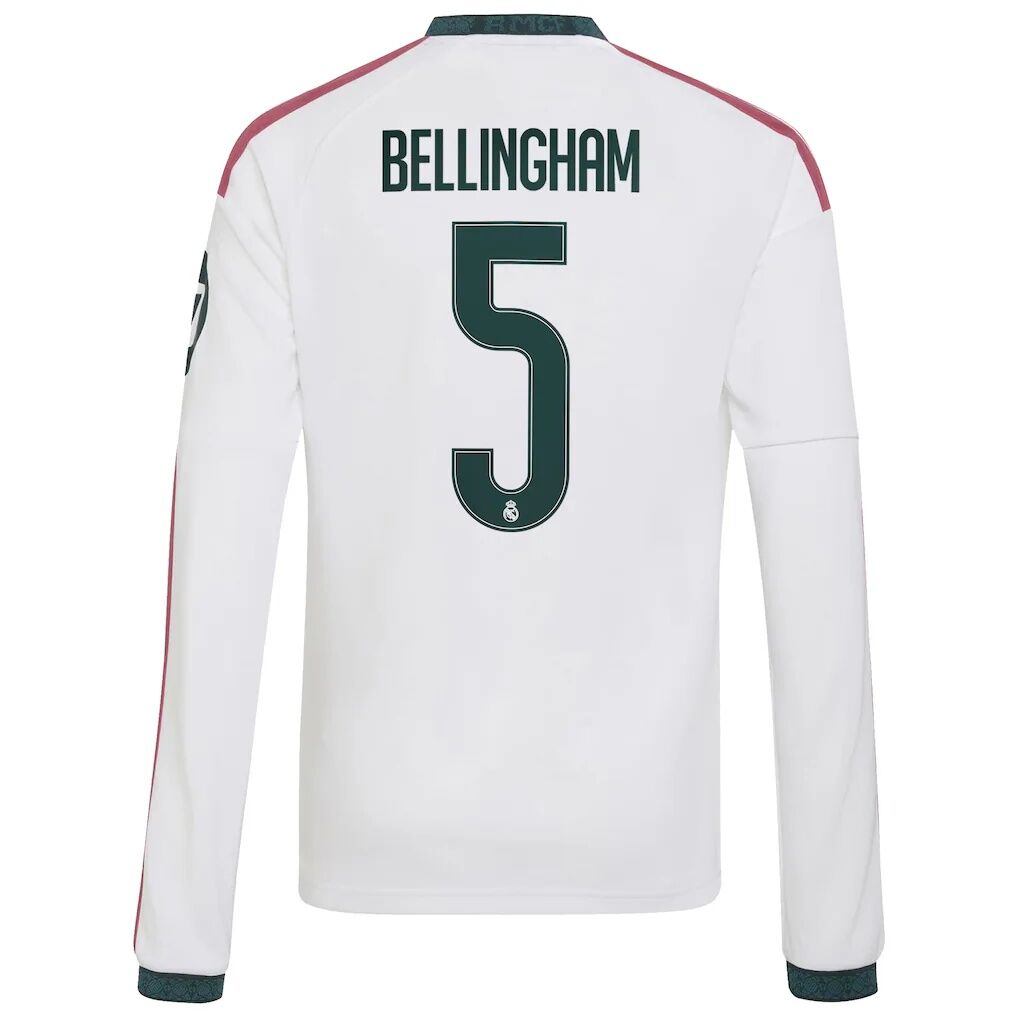Jude Bellingham Real Madrid adidas Youth 2026/27 Home Replica Long Sleeve Jersey
