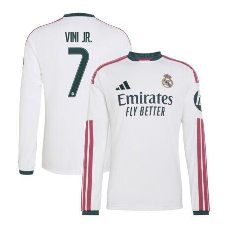 Vini Jr. Real Madrid adidas 2026/27 Home Replica Long Sleeve Jersey - White - Front View