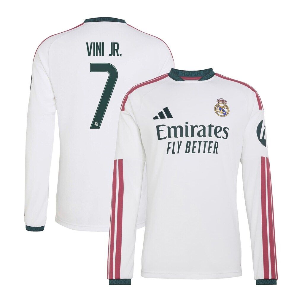 Vini Jr. Real Madrid adidas 2026/27 Home Replica Long Sleeve Jersey