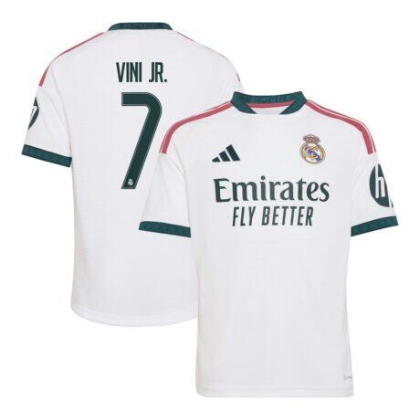 Vini Jr. Real Madrid adidas Youth 2026/27 Home Replica Jersey - White - Front View