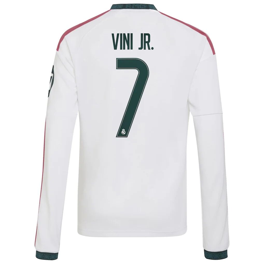 Vini Jr. Real Madrid adidas Youth 2026/27 Home Replica Long Sleeve Jersey