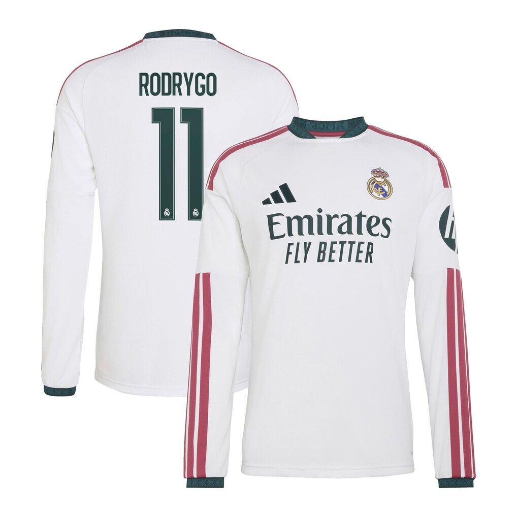 Rodrygo Real Madrid adidas 2026/27 Home Replica Long Sleeve Jersey