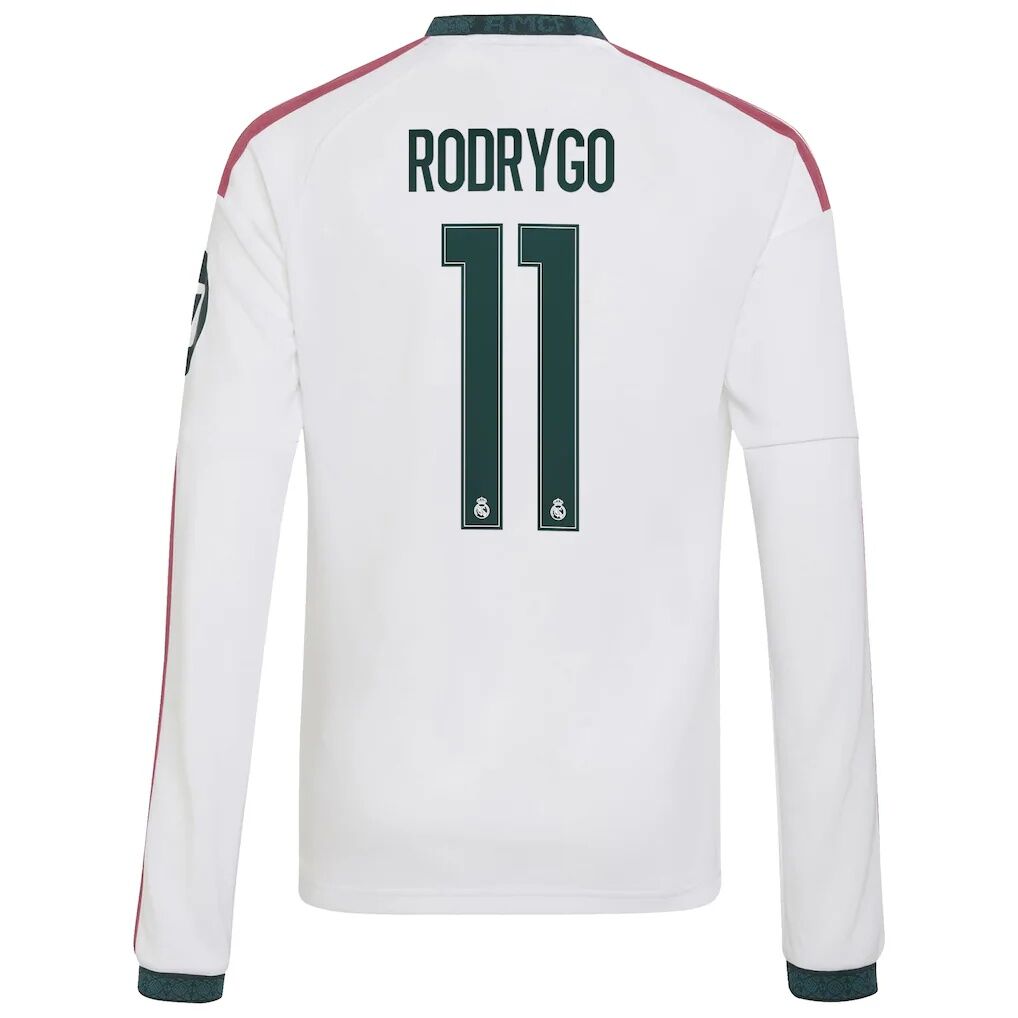 Rodrygo Real Madrid adidas Youth 2026/27 Home Replica Long Sleeve Jersey