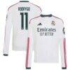 Rodrygo Real Madrid adidas Youth 2026/27 Home Replica Long Sleeve Jersey - White - Front View
