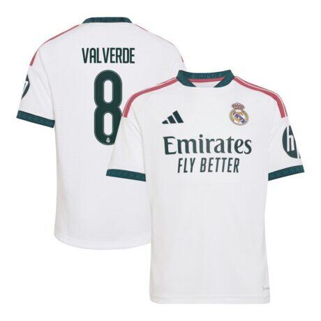 Federico Valverde Real Madrid adidas Youth 2026/27 Home Replica Jersey - White - Front View
