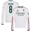 Federico Valverde Real Madrid adidas Youth 2026/27 Home Replica Long Sleeve Jersey - White - Front View
