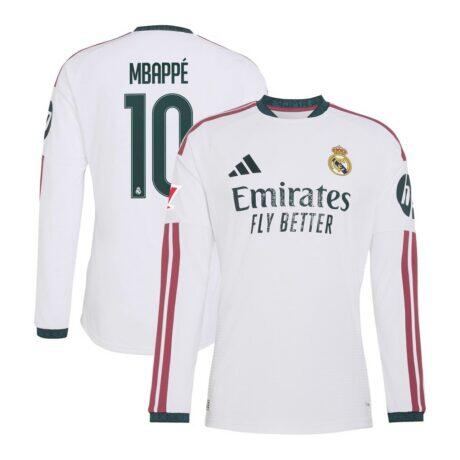 Kylian Mbappé Real Madrid adidas 2026/27 Home On-Field Authentic Long Sleeve Jersey - White - Front View