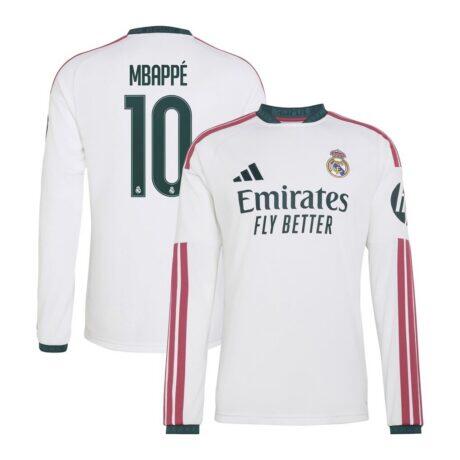 Kylian Mbappé Real Madrid adidas 2026/27 Home Replica Long Sleeve Jersey - White - Front View