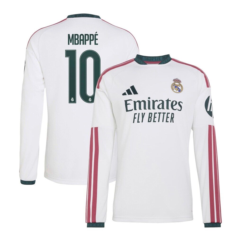 Kylian Mbappé Real Madrid adidas 2026/27 Home Replica Long Sleeve Jersey