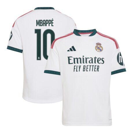 Kylian Mbappé Real Madrid adidas Youth 2026/27 Home Replica Jersey - White - Front View