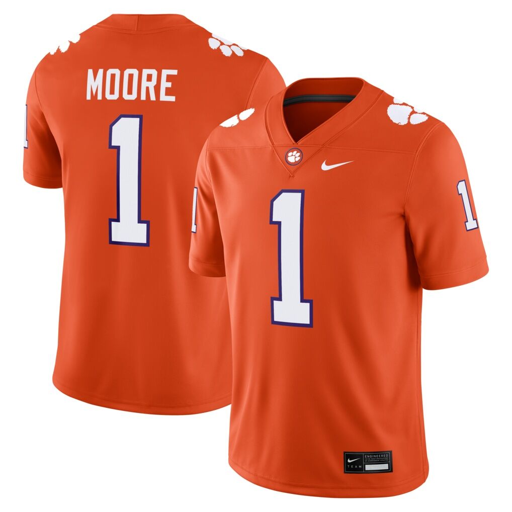 T.J. Moore Clemson Tigers Nike Game Football Jersey
