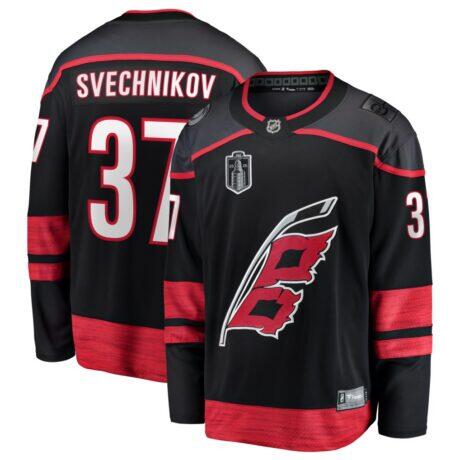 Andrei Svechnikov Carolina Hurricanes Fashion7 2026 Stanley Cup Final Home Breakaway Jersey - Black - Front View