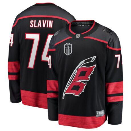 Jaccob Slavin Carolina Hurricanes Fashion7 2026 Stanley Cup Final Home Breakaway Jersey - Black - Front View
