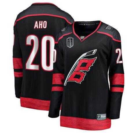 Sebastian Aho Carolina Hurricanes Fashion7 Women's 2026 Stanley Cup Final Home Breakaway Jersey - Black - Front View