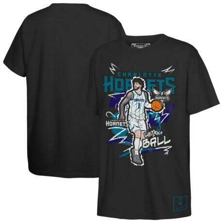 LaMelo Ball Charlotte Hornets Mitchell & Ness Youth Chalked Up Player T-Shirt - Black - Front View