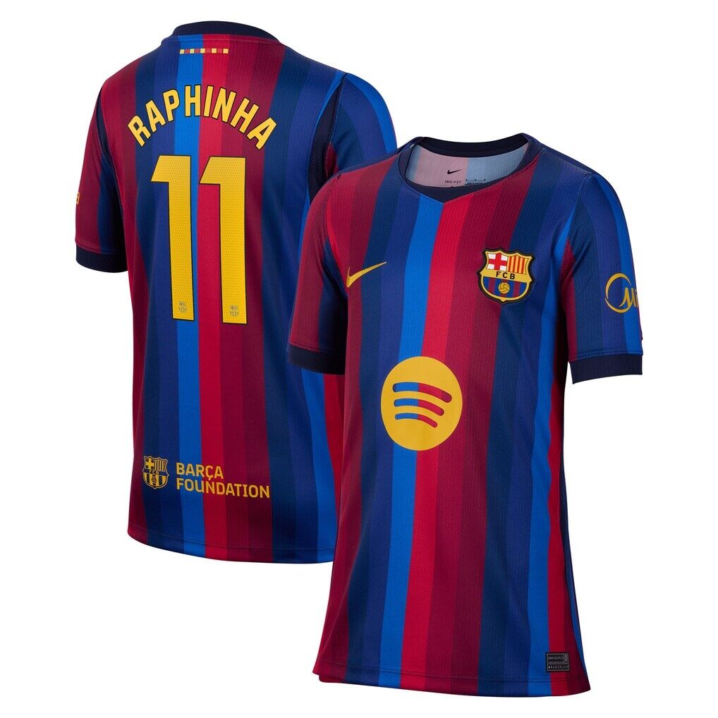 Raphinha Barcelona Nike Youth 2026/27 Home Stadium Replica Jersey