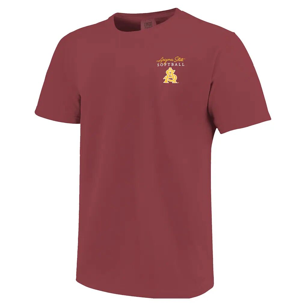 Arizona State Sun Devils Image One Women's Comfort Colors Softball Bow T-Shirt - Maroon
