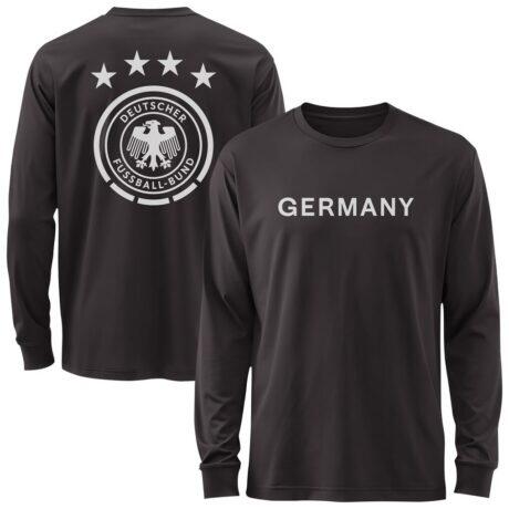 Germany National Team 1863FC Mono Badge & Wordmark Long Sleeve T-Shirt - Black - Front View