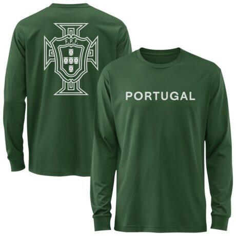 Portugal National Team 1863FC Mono Badge & Wordmark Long Sleeve T-Shirt - Green - Front View