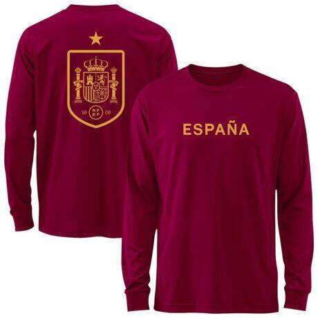Spain National Team 1863FC Mono Badge & Wordmark Long Sleeve T-Shirt - - Front View