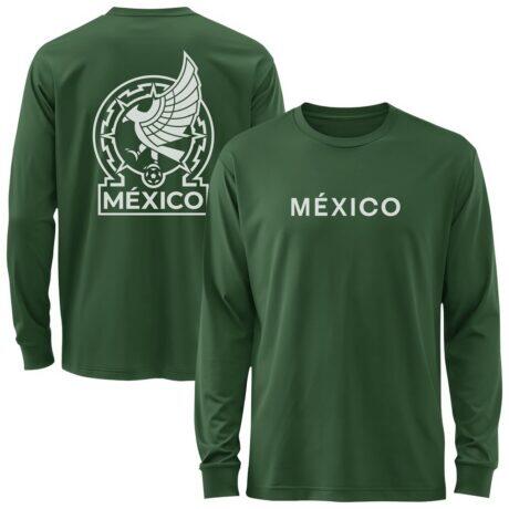 Mexico National Team 1863FC Mono Badge & Wordmark Long Sleeve T-Shirt - Green - Front View