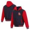 St. Louis Cardinals JH Design Reversible Full-Zip Fleece Hooded Jacket - Navy - Front View
